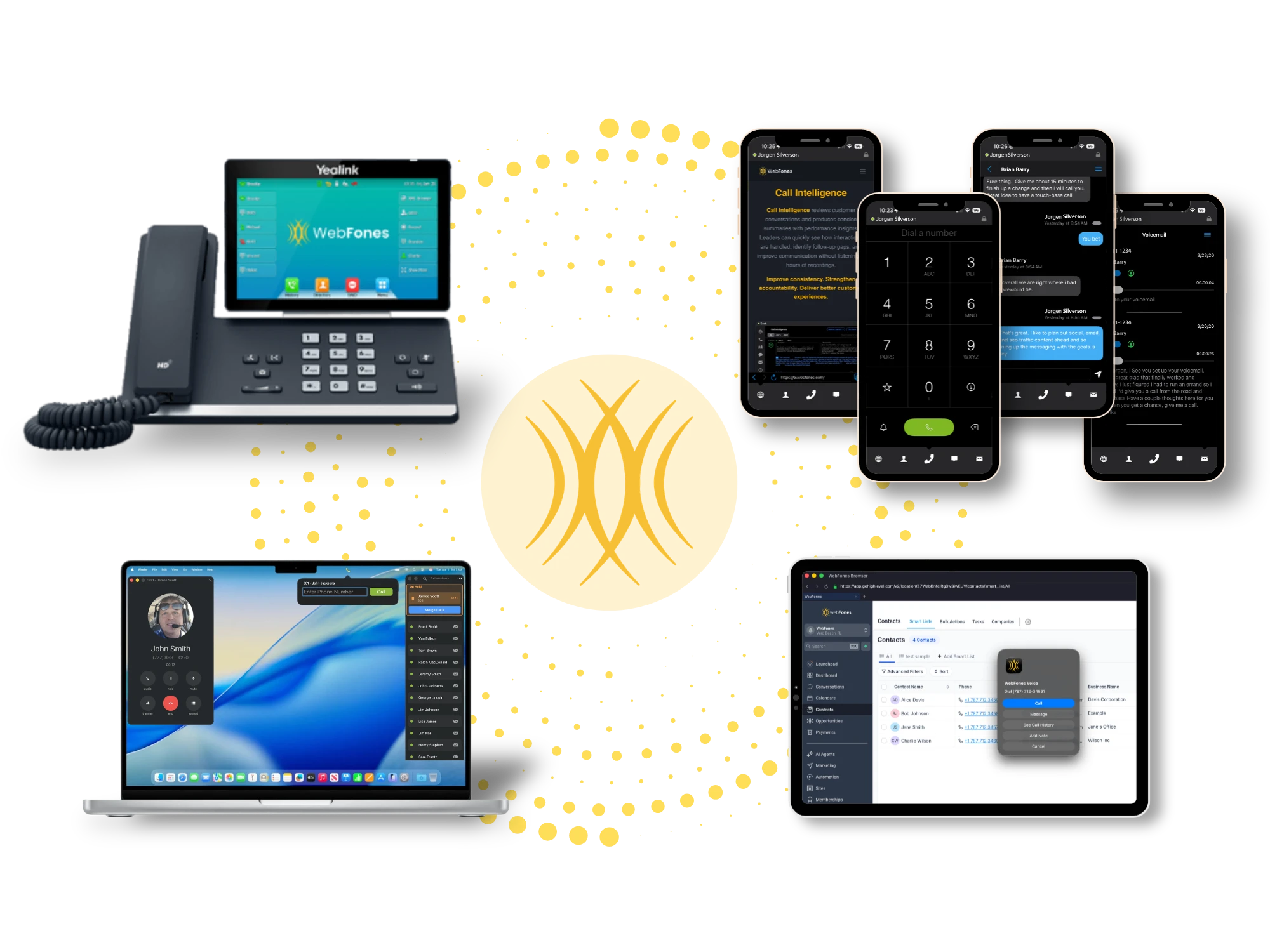 WebFones intelligent devices - desk phone, laptop, tablet, and mobile apps